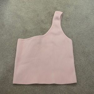 One shoulder pink ribbed pacsun tank